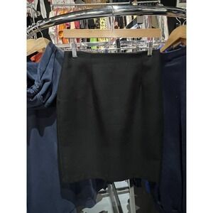 Vintage Stephen Peters Black Polyester Straight Midi Skirt Size 10
